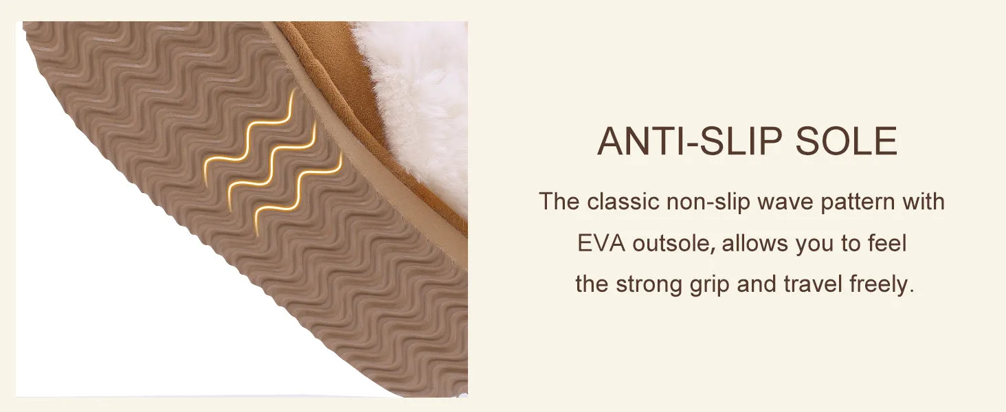Suede Slippers Women with Faux Fur Collar