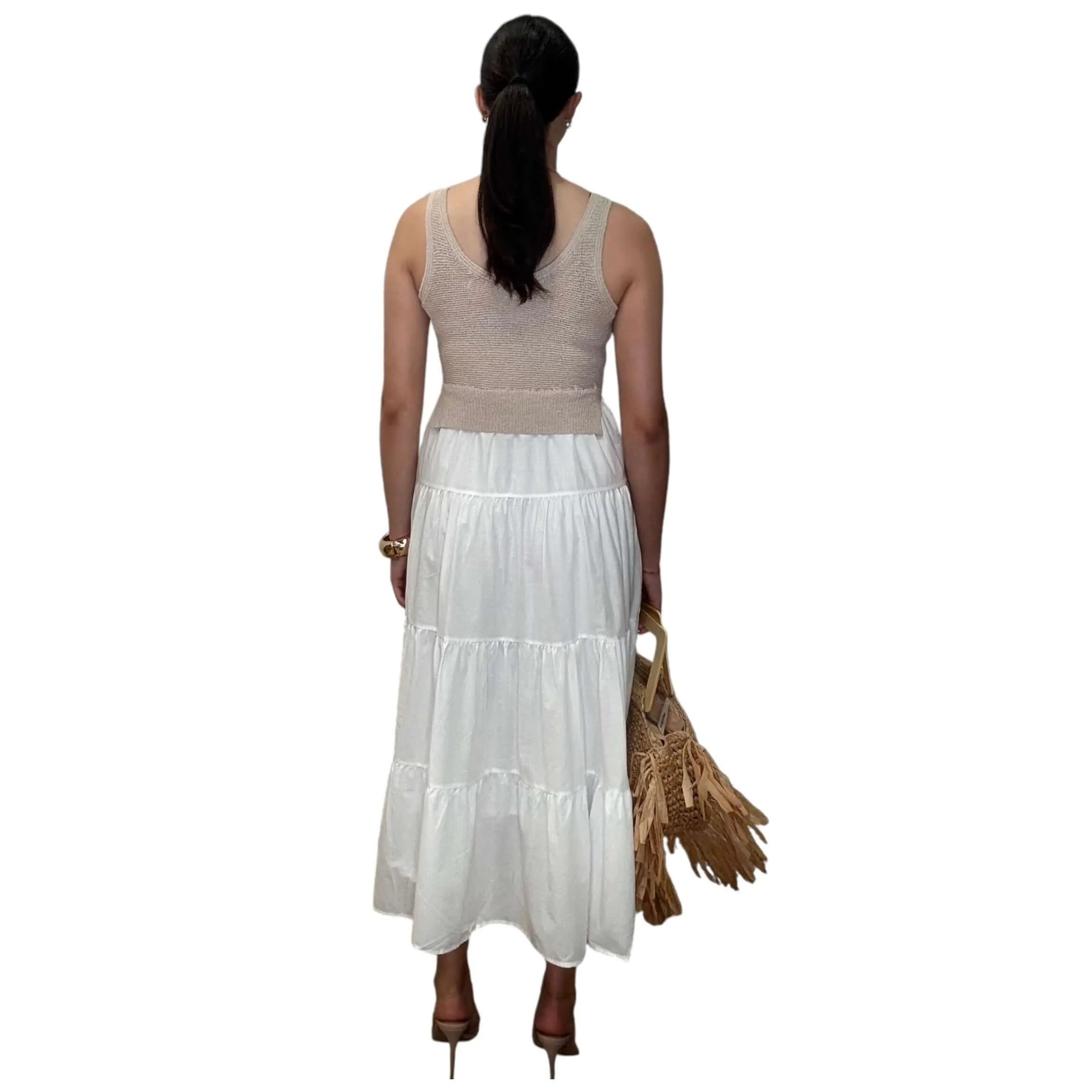 Sweater Tank and Tiered Midi Skirt Set