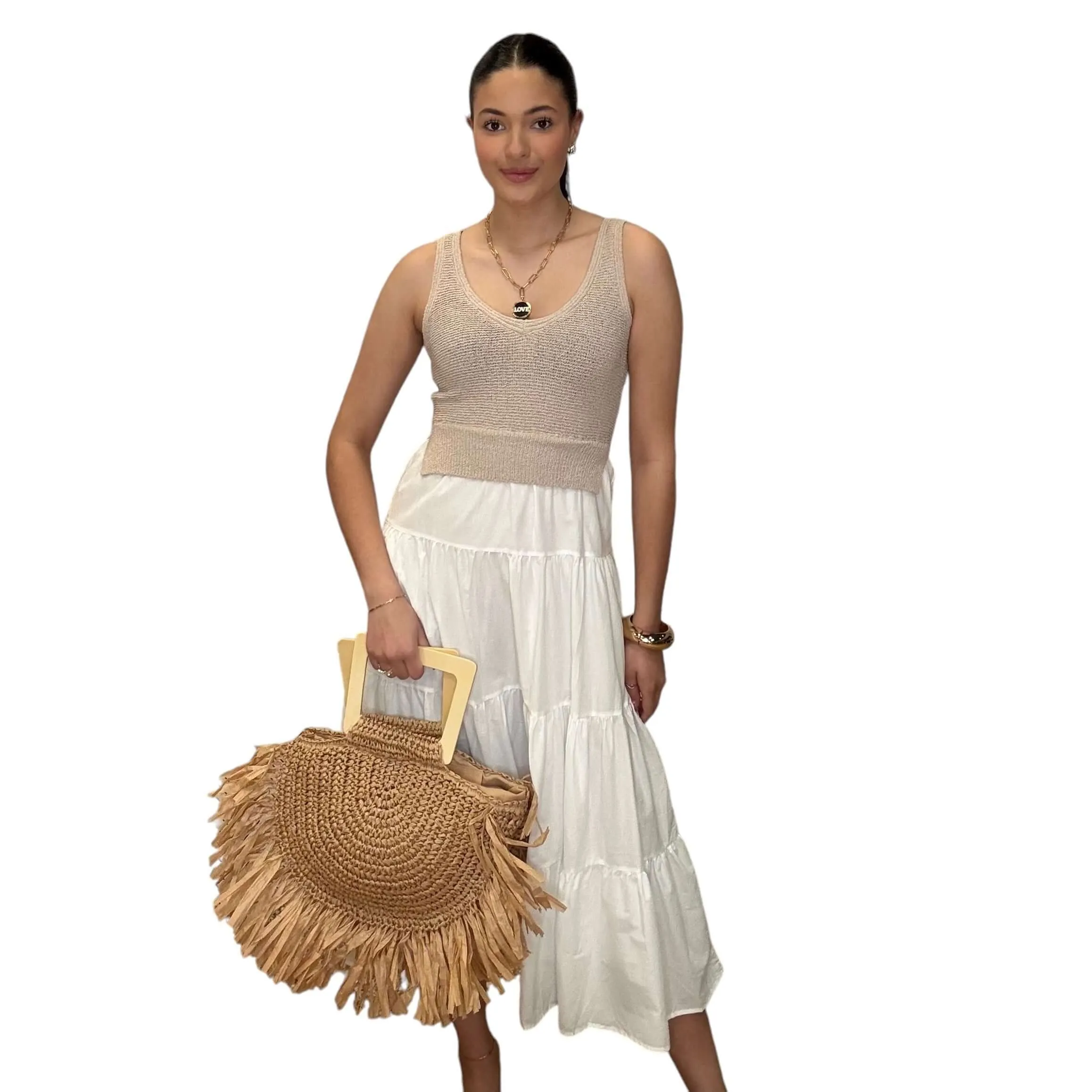 Sweater Tank and Tiered Midi Skirt Set