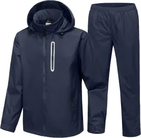 SWISSWELL Men's Waterproof Golf Rain Suit Rain Gear Jacket and Pant Outdoor Lightweight Hooded Raincoat