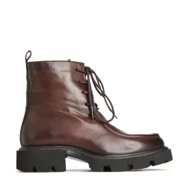 TESSA LEATHER COMBAT ANKLE BOOTS