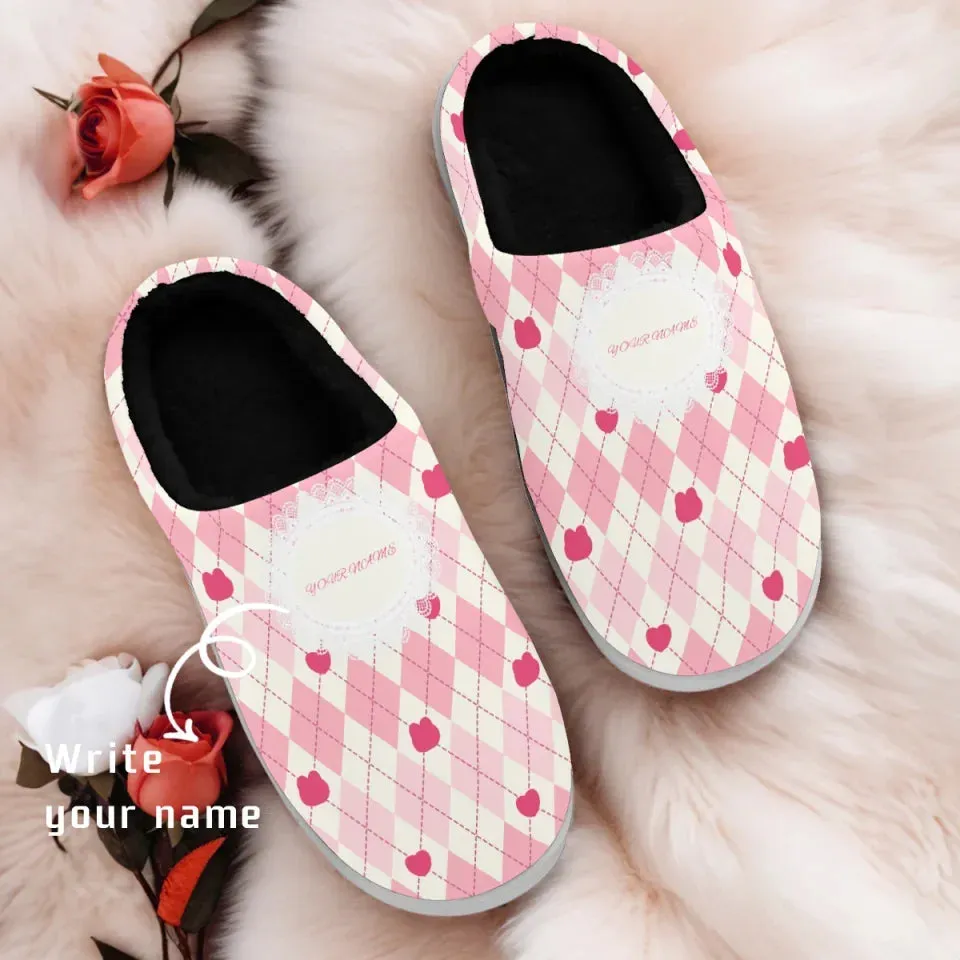 Unique Gift,Personalized Romantic Bliss Fur Slippers, Custom Love-Themed Warm Indoor Slipper, Unique Gift for Couples