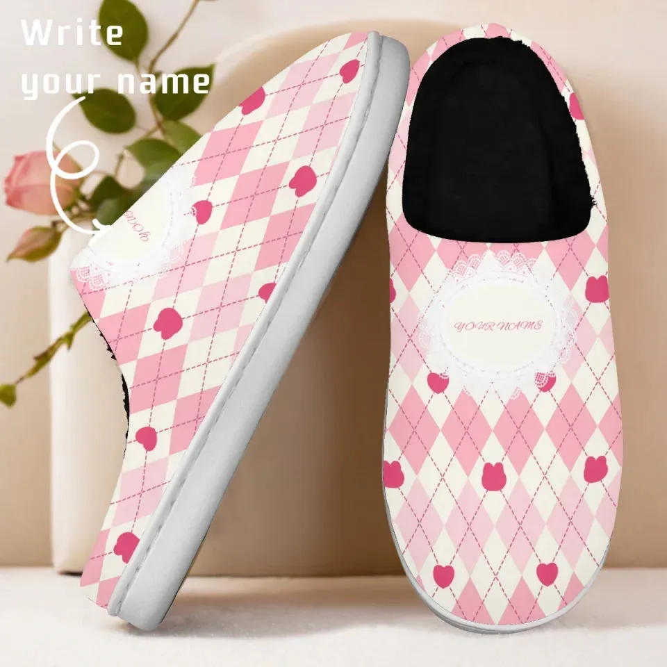 Unique Gift,Personalized Romantic Bliss Fur Slippers, Custom Love-Themed Warm Indoor Slipper, Unique Gift for Couples