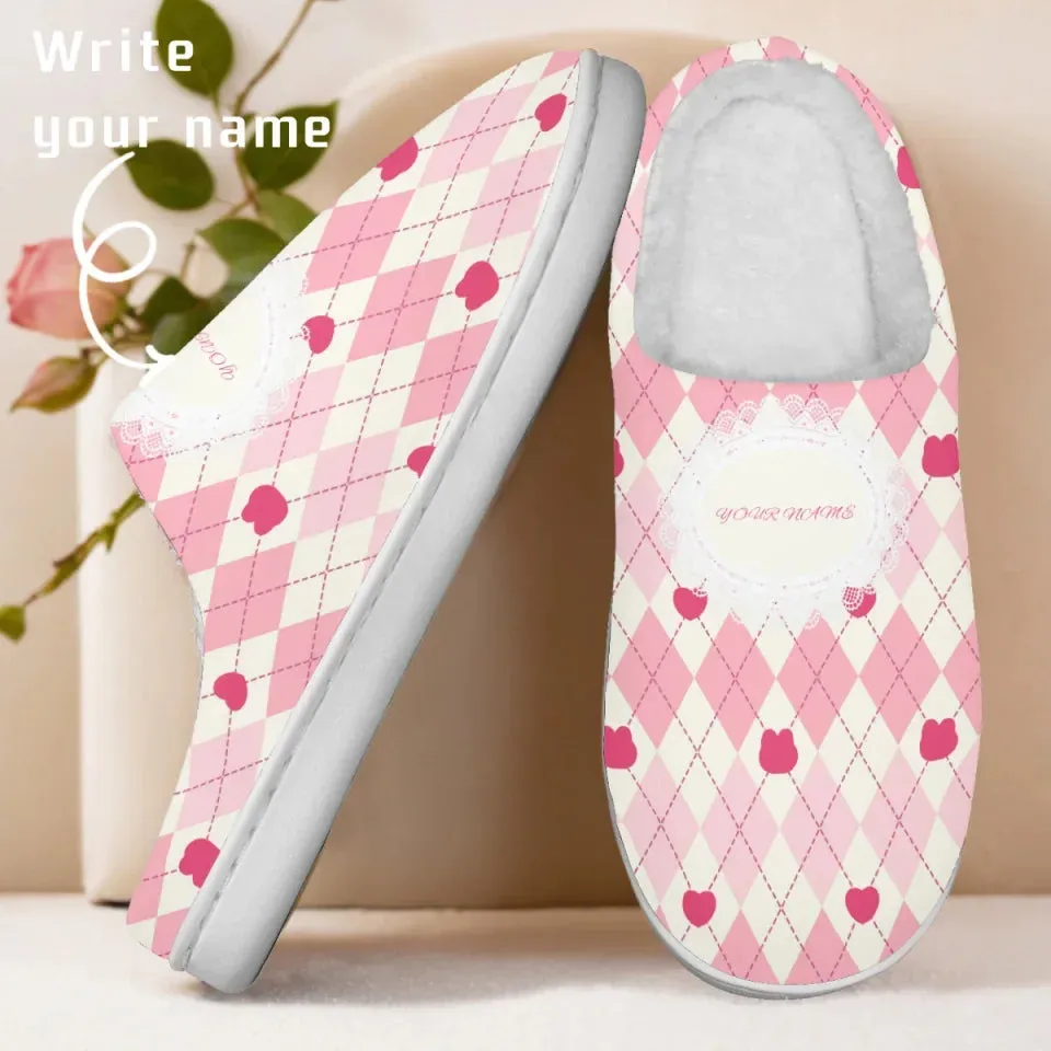 Unique Gift,Personalized Romantic Bliss Fur Slippers, Custom Love-Themed Warm Indoor Slipper, Unique Gift for Couples