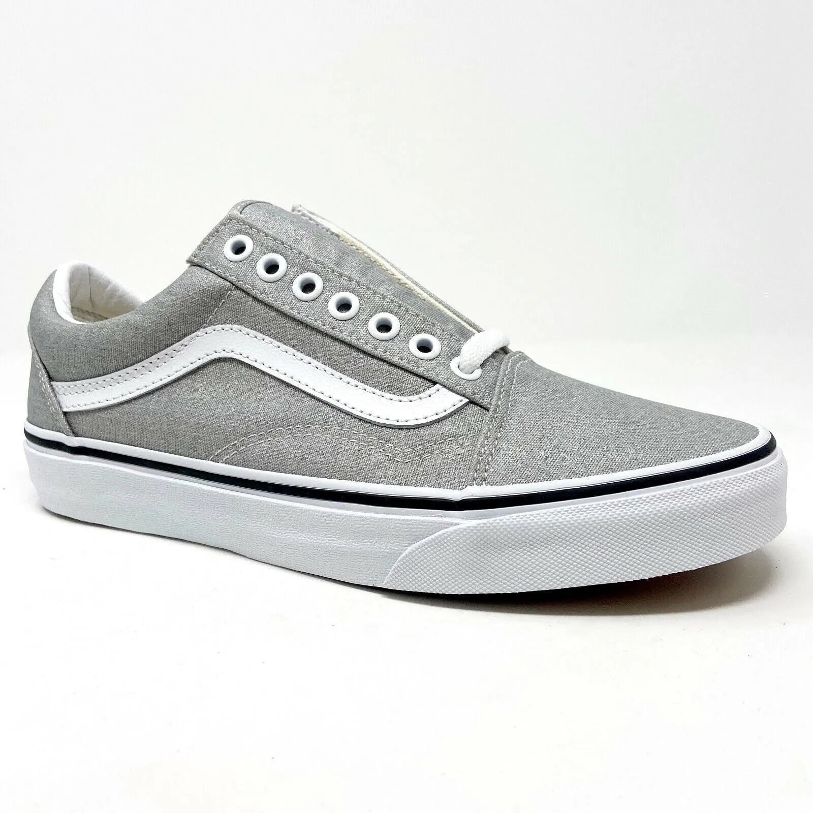 Vans Old Skool Silver True White Womens Classic Casual Sneakers
