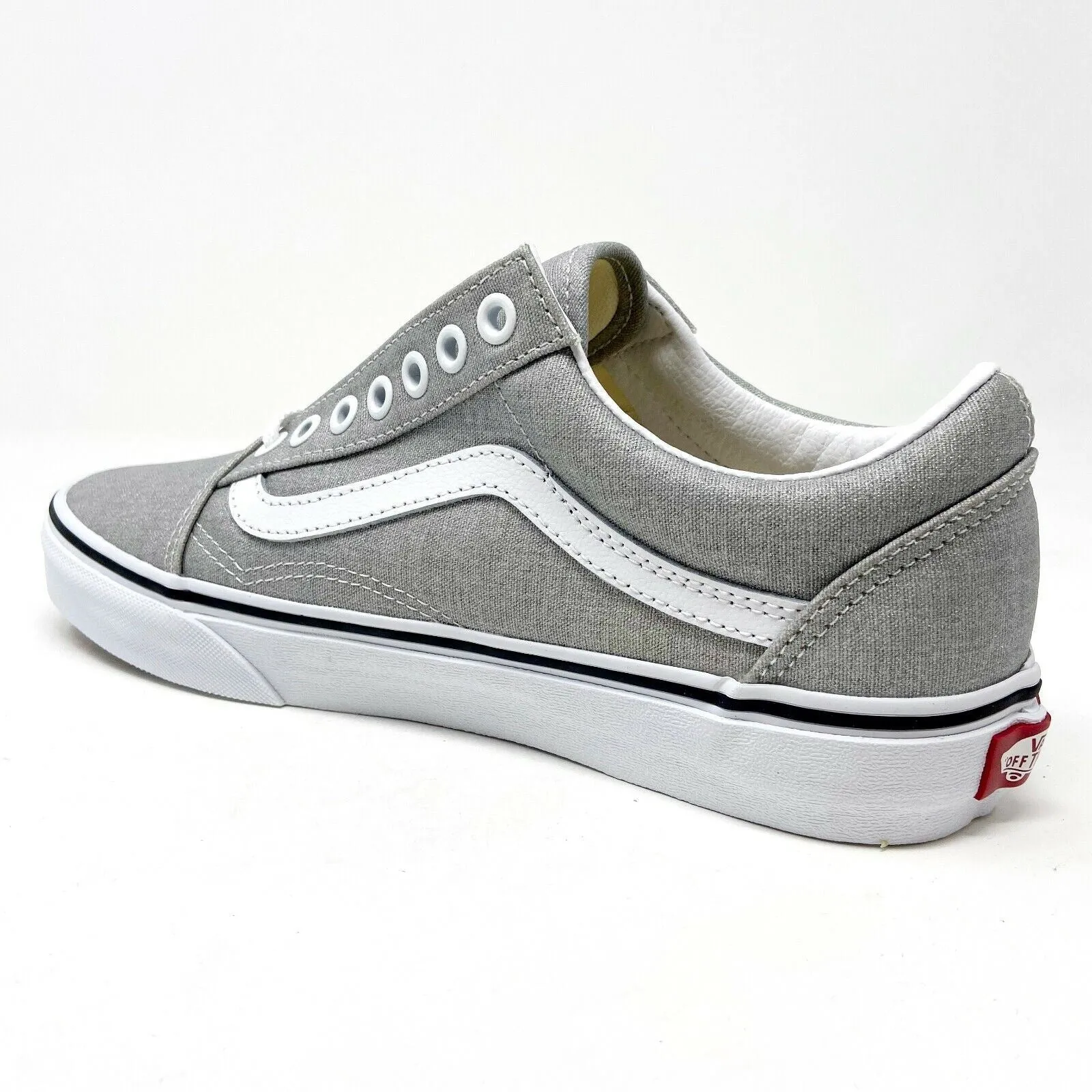Vans Old Skool Silver True White Womens Classic Casual Sneakers