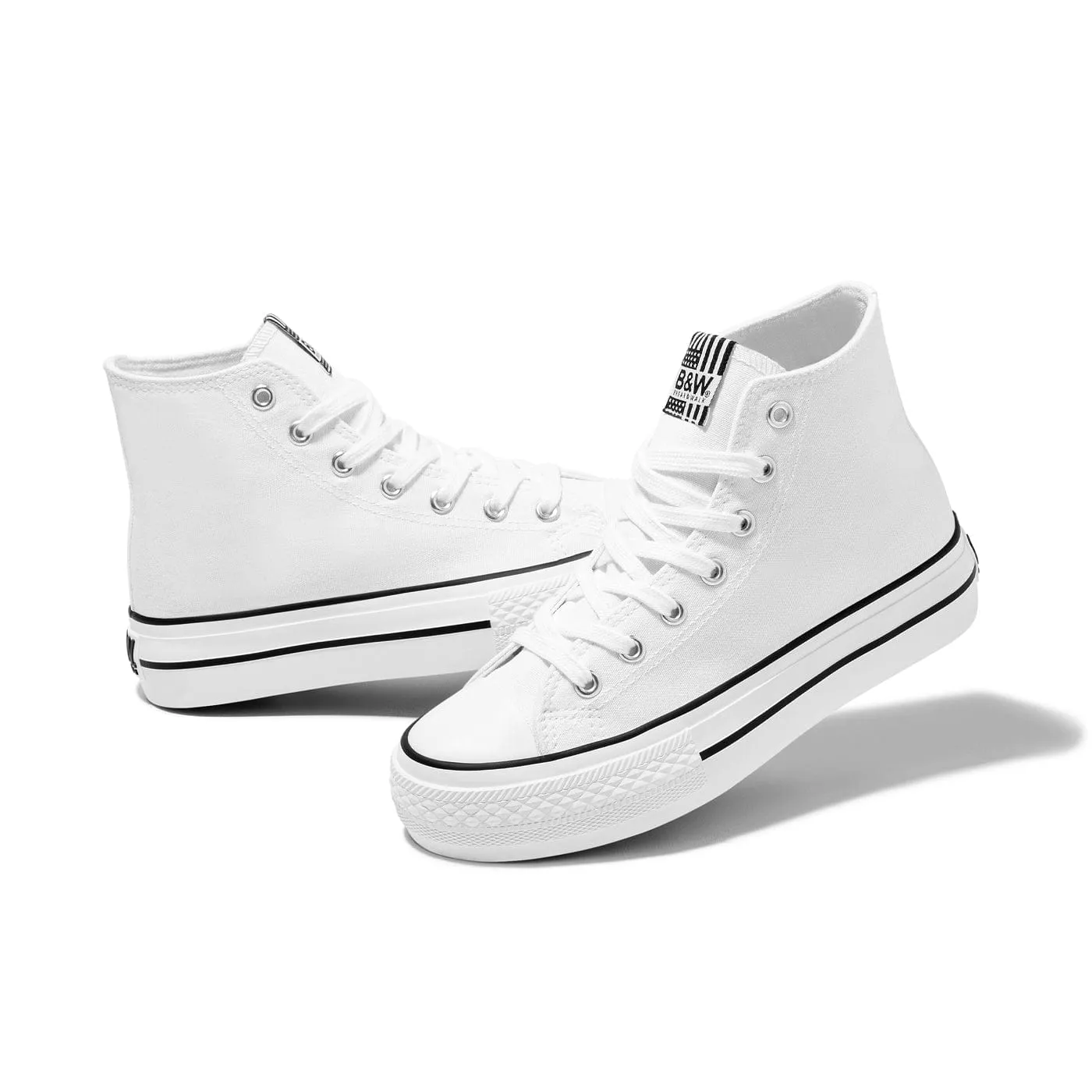 White Platform Hi-Top Basic Sneakers
