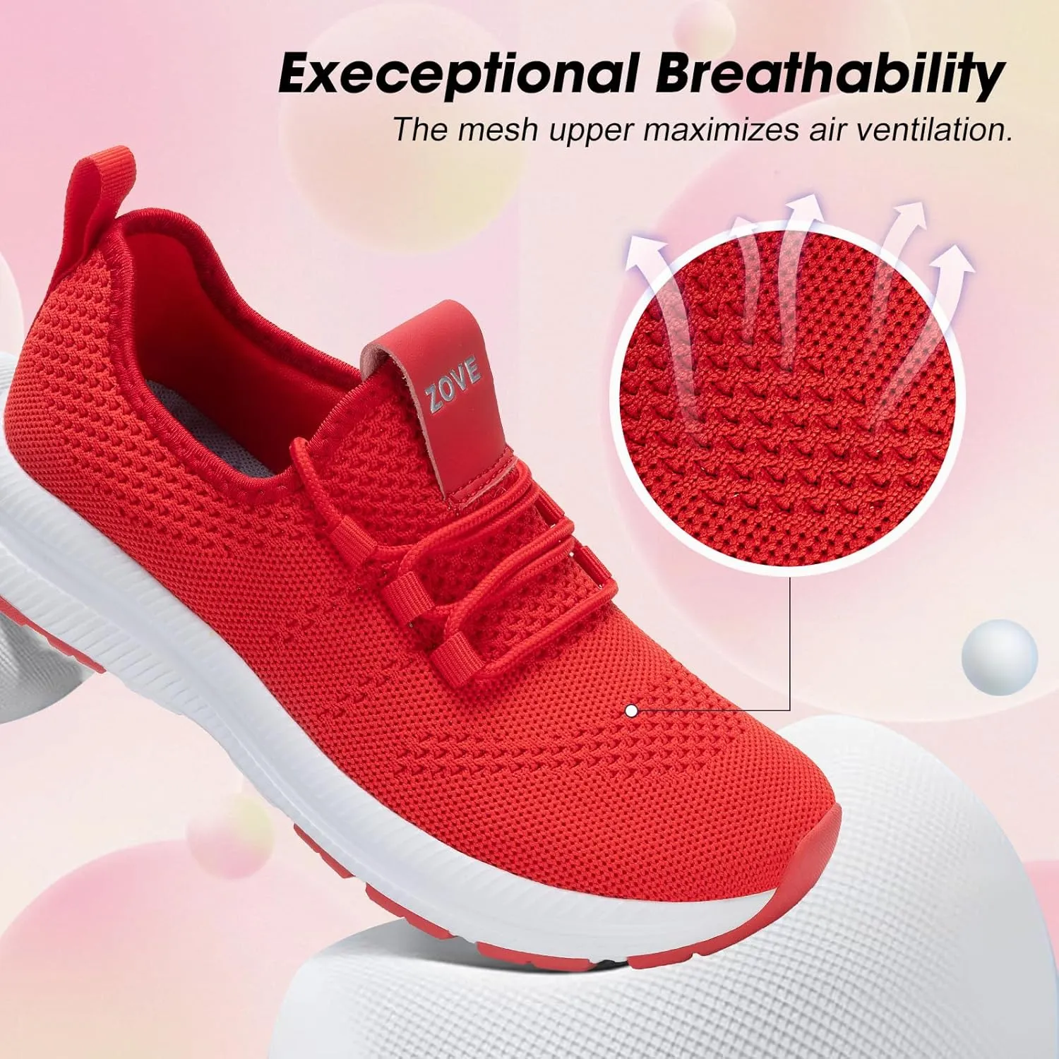 ZOVE Wide Toe Box Shoes Women Extra Wide Width Sneakers Ultra Light Road Running Shoes Non-Slip Tennis Sneakers Breathable Walking Athletic