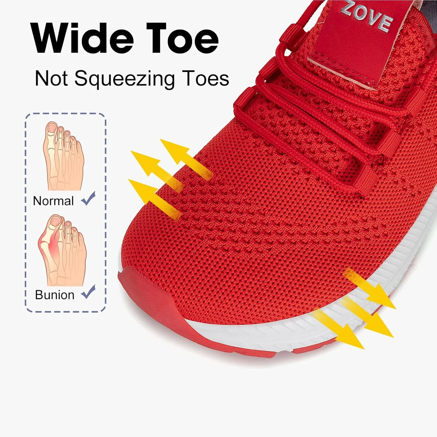 ZOVE Wide Toe Box Shoes Women Extra Wide Width Sneakers Ultra Light Road Running Shoes Non-Slip Tennis Sneakers Breathable Walking Athletic